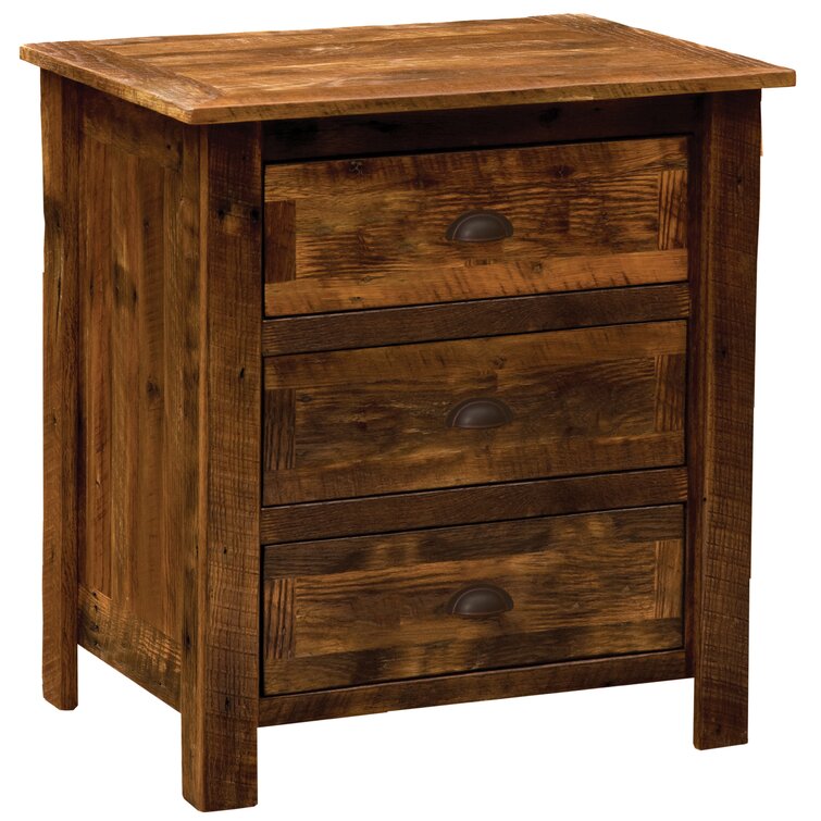 Union Rustic Doliver 3 Drawer Solid Wood Nightstand in Brown Wayfair